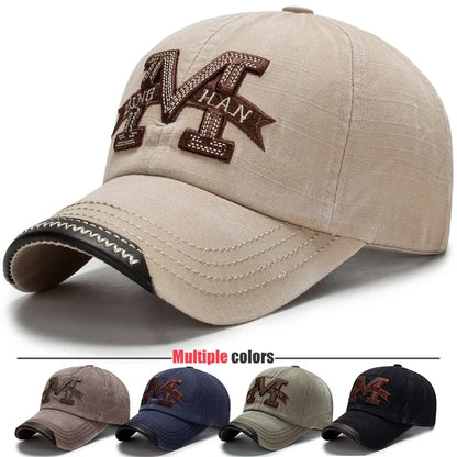 Spring And Autumn Washed Hats Mens Casual Old Baseball Caps Outdoor Embroidered Sun Hats