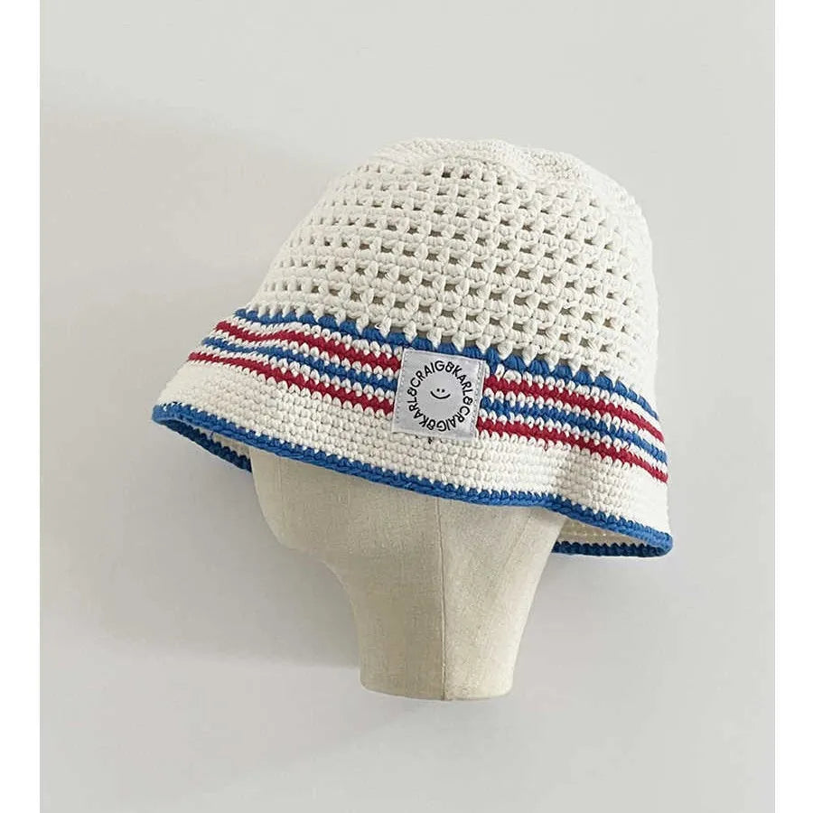 Contrasting Striped Knitted Bucket Hat