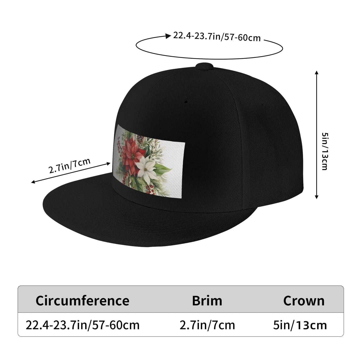 Christmas Floral Bouquet Snapback Cap