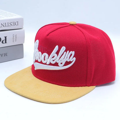 Embroidered Cotton Flat Brim Hip-Hop Snapback Cap