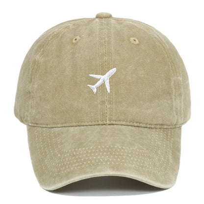 Washed Airplane Embroidered Baseball Cap
