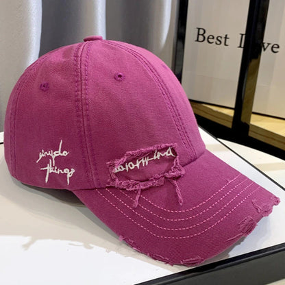 New Celebrity Fashion Embroidery Hole Sunscreen Baseball Cap Women