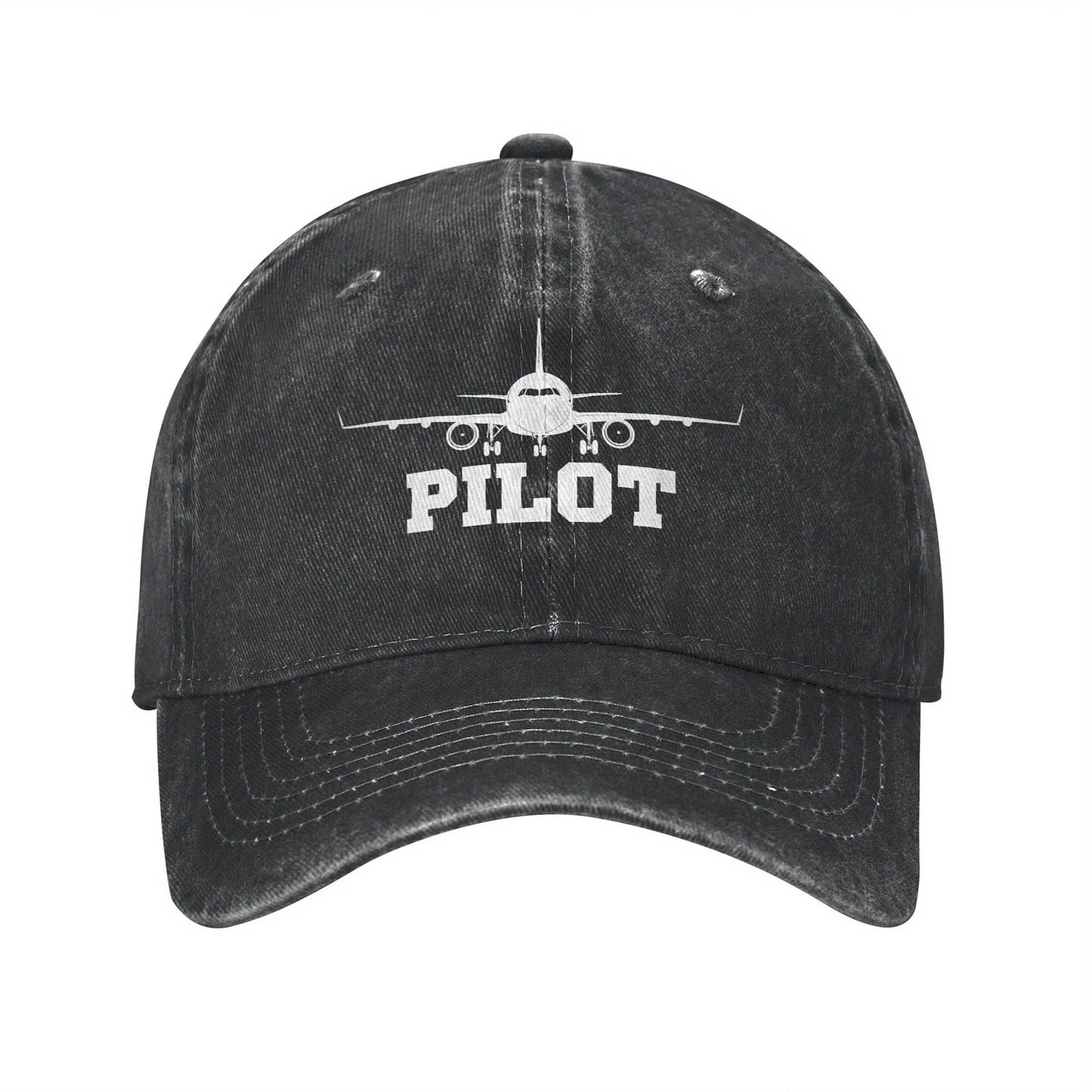 Pilot Airplane Washed Denim Baseball Cap