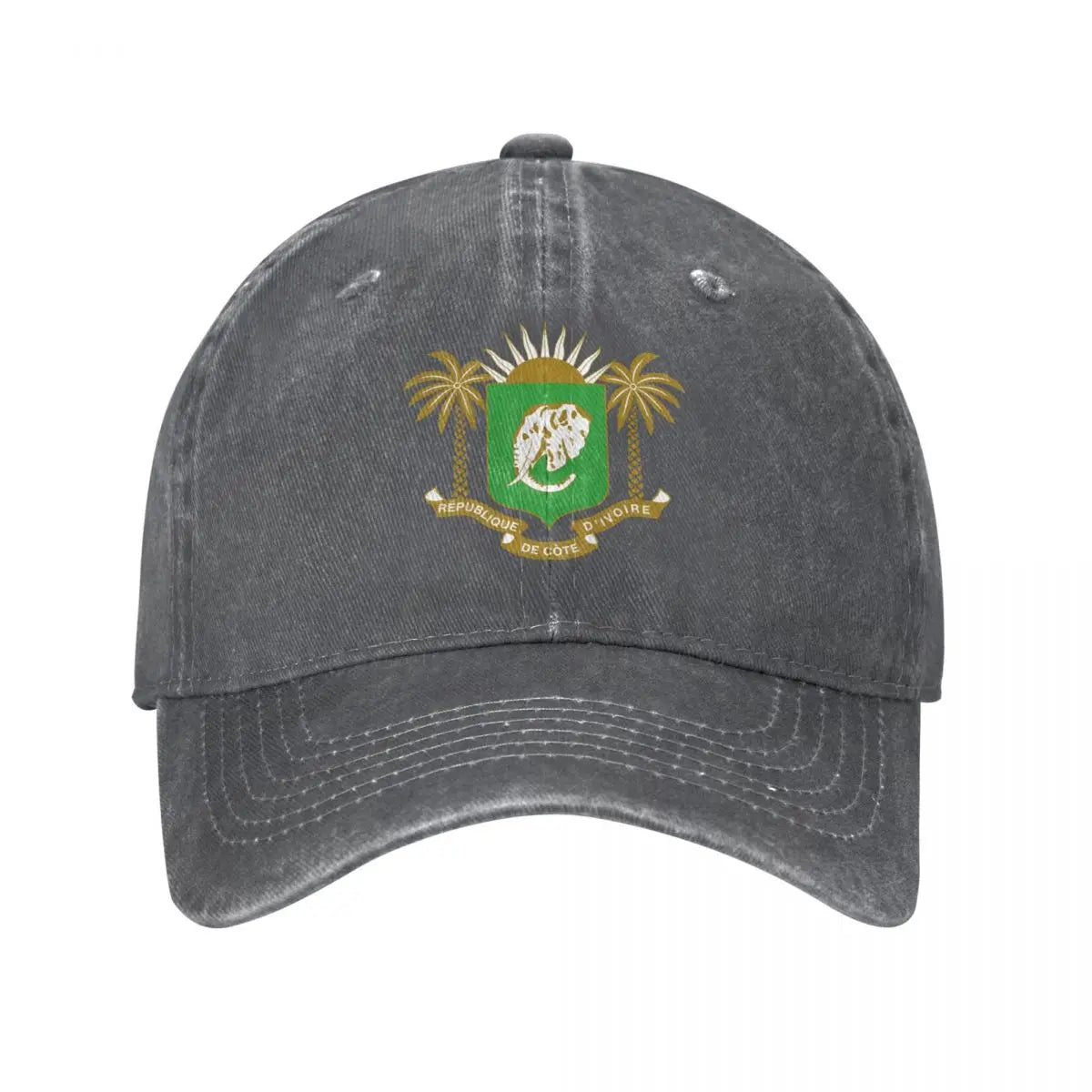 Men Baseball Cap Cote Emblem Charcoal Washed Denim