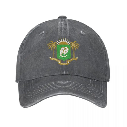 Men Baseball Cap Cote Emblem Charcoal Washed Denim