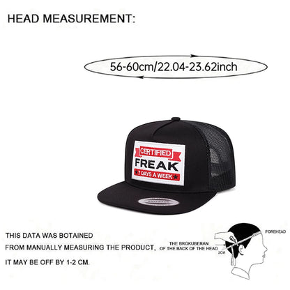 Freak Embroidered Mesh Flat Brim Snapback Cap