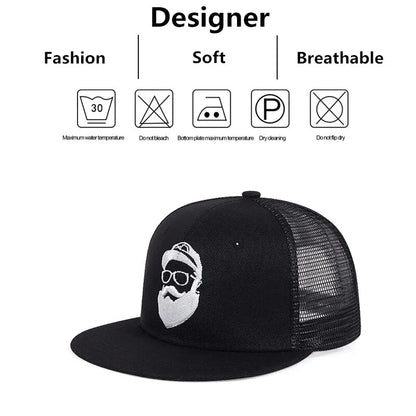Uncle Beard Embroidered Mesh Snapback Cap