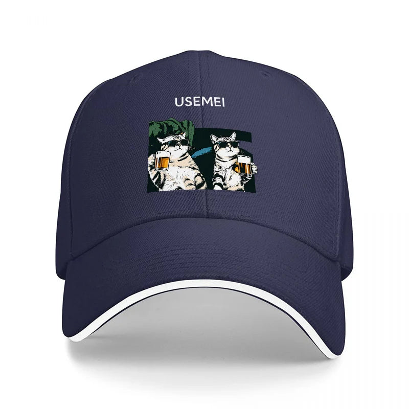 Usemei Cats Drinking Beer Baseball Cap