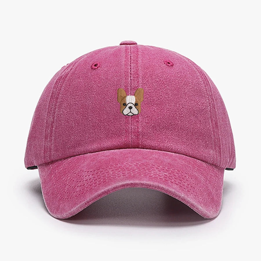 Vintage French Bulldog Embroidered Baseball Cap