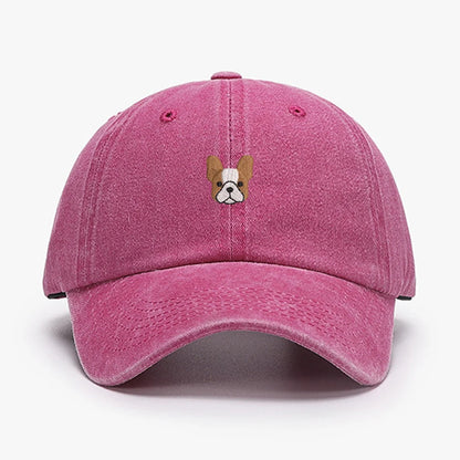 Vintage French Bulldog Embroidered Baseball Cap