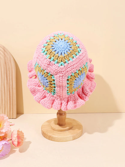 Retro Patchwork Crochet Bohemian Bucket Hat