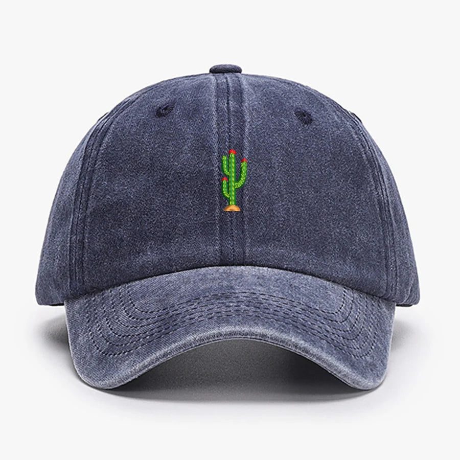 Mini Cactus Embroidery Vintage Soft Baseball Caps Men Women