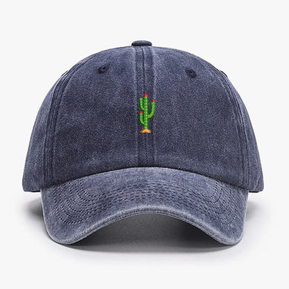 Mini Cactus Embroidery Vintage Soft Baseball Caps Men Women