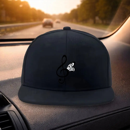 Note Butterfly Print Snapback Cap Hat