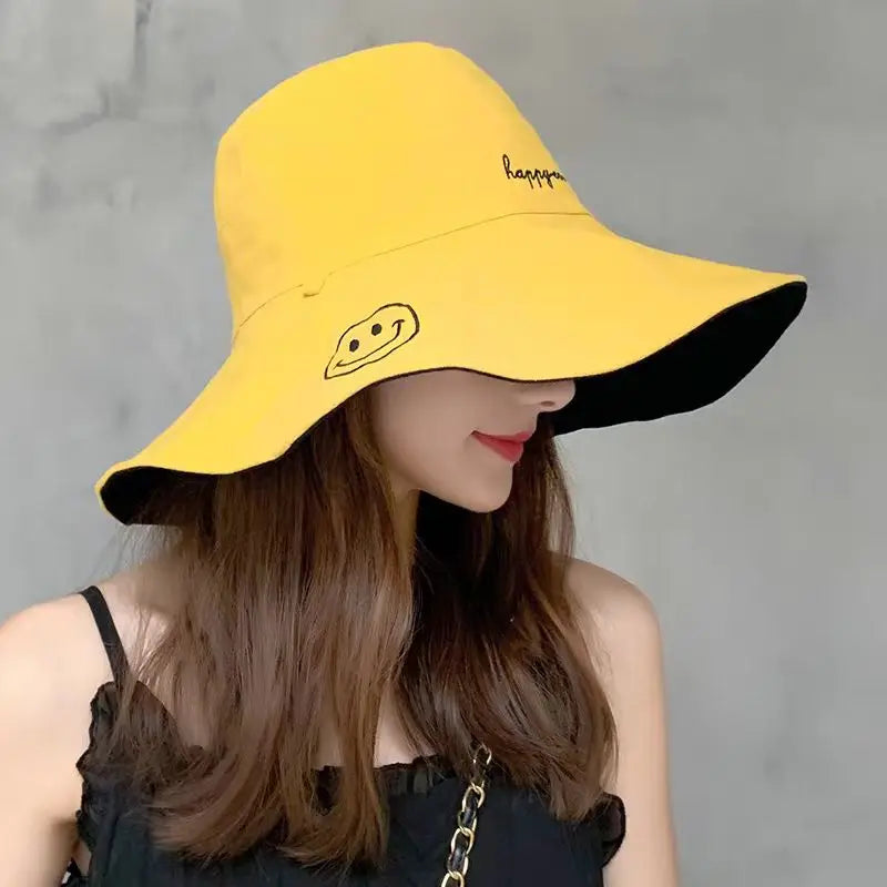 Cotton Wide Brim Korean Style Summer Bucket Hat