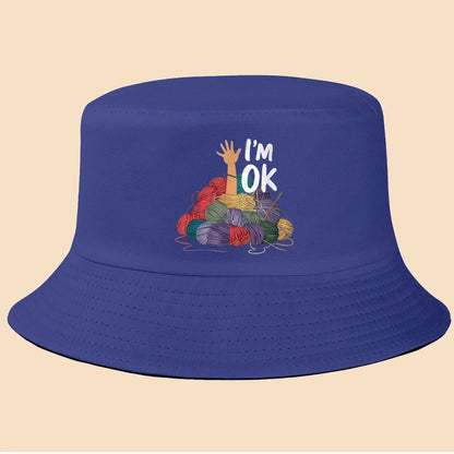 I'm Fine Text Print Bucket Hat