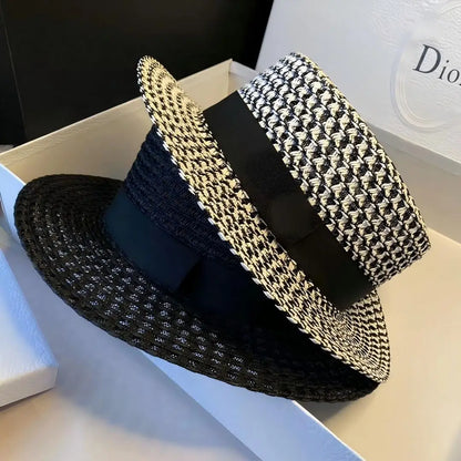 Women's British Houndstooth Top Hats Sun Hats