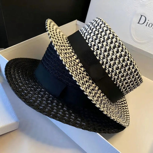 Women's British Houndstooth Top Hats Sun Hats