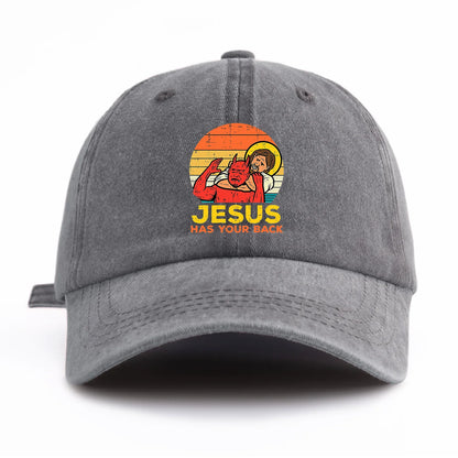Jesus Has U Back Retro Washed Baseball Cap
