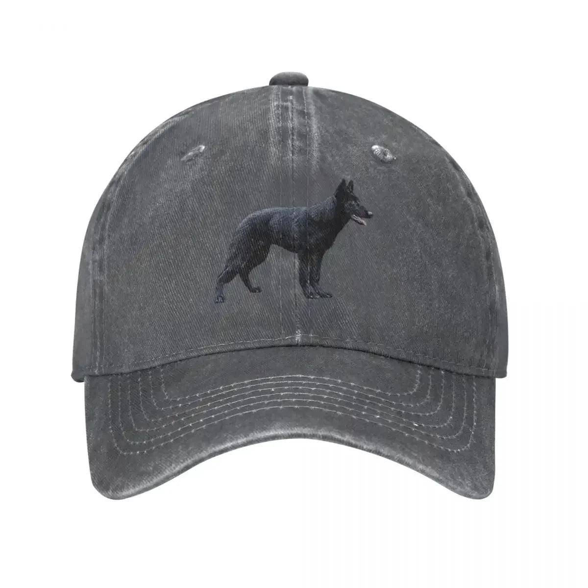 Black German Shepherd Denim Baseball Cap