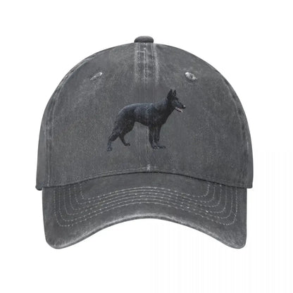 Black German Shepherd Denim Baseball Cap