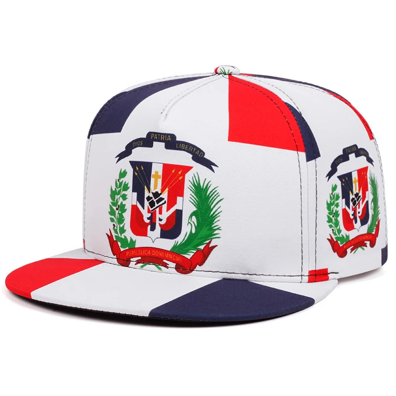 National Flag Printed Streetwear Flat Brim Snapback Cap