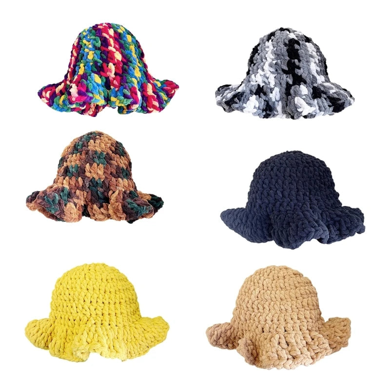 Women Handwoven Flouncing Crochet Bucket Hat