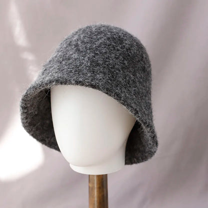 Vintage Wool Bucket Hat Women Fashion Fisherman Cap