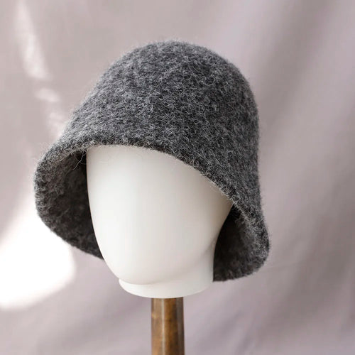 Vintage Wool Bucket Hat Women Fashion Fisherman Cap