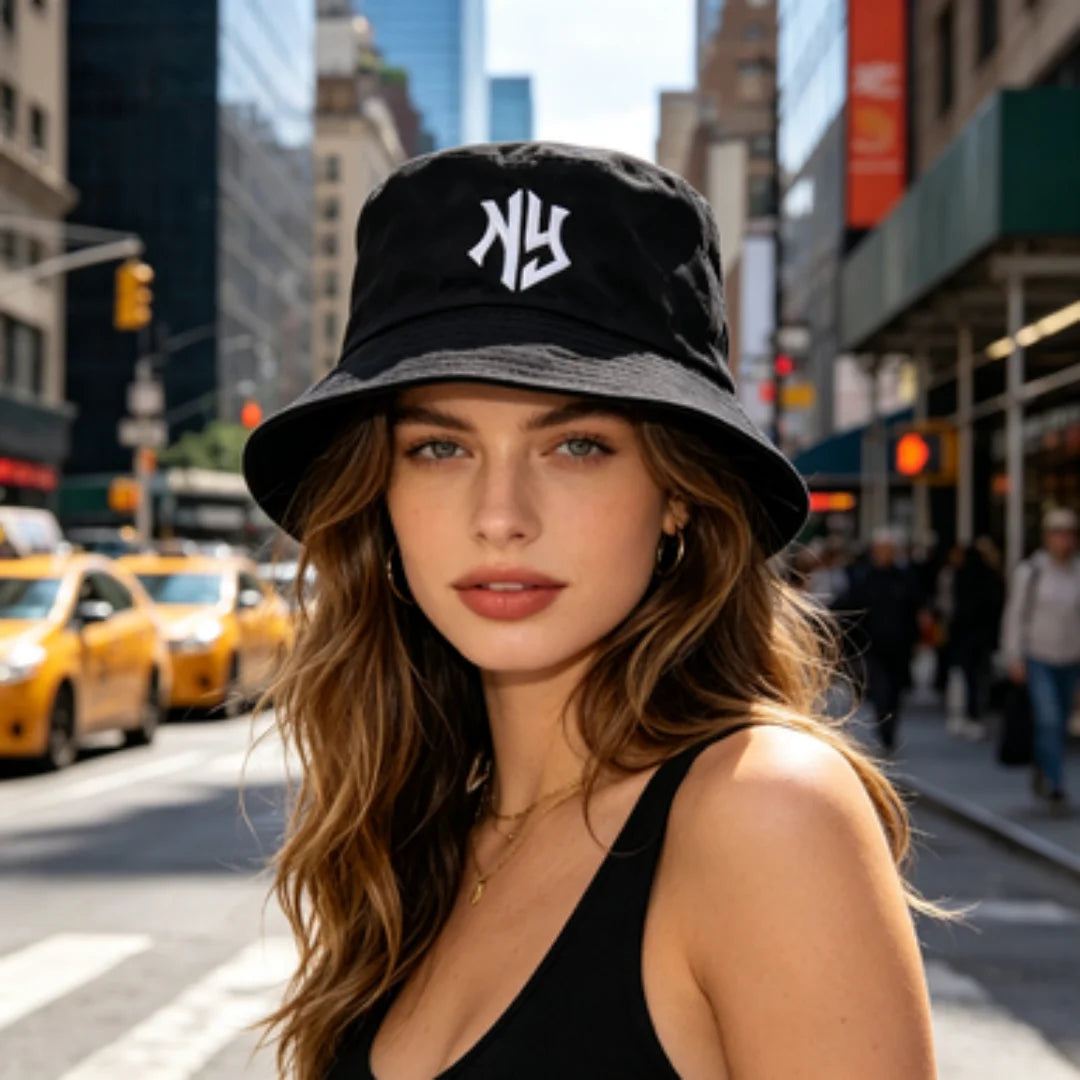 NY Embroidered Bucket Hat For Women Men Classic
