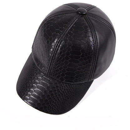 Black Crocodile Print Genuine Leather Snapback cap
