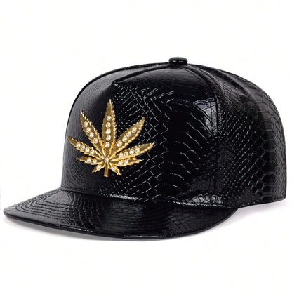 Maple Leaf Leather Patch Adjustable Hip-Hop  Snapback Cap