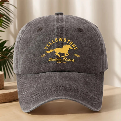 Yellowstone Horse Print Baseball Cap, Classic Retro Duckbill Cap, Comfortable Sweat Absorbing Breathable Cap, Outdoor Casual Sports