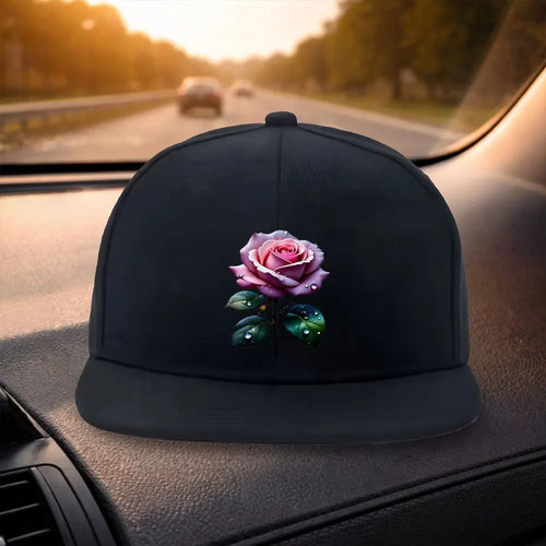 Pink Rose Flat Brim Snapback Cap