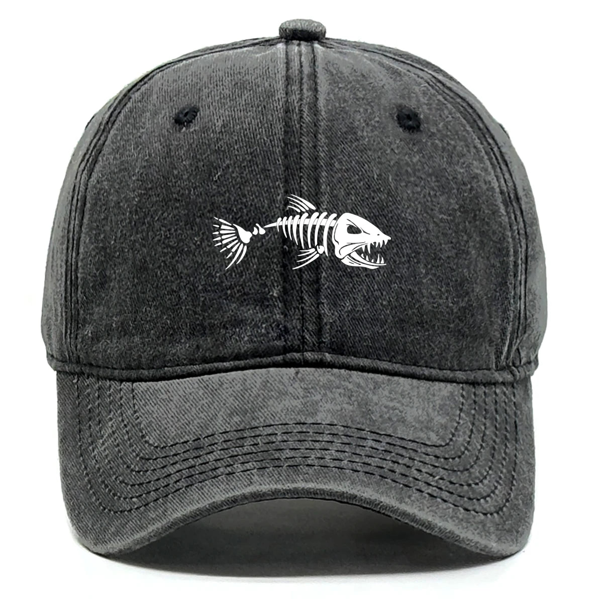 White Fish Bones Distressed Baseball Cap