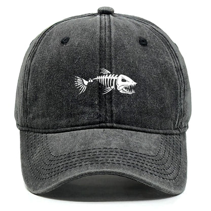 White Fish Bones Distressed Baseball Cap