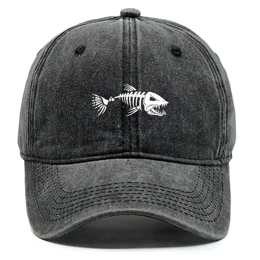 White Fish Bones Distressed Baseball Cap