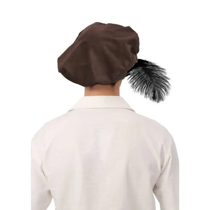 Quality Medieval Unisex Beret Hat With Feather Suede Tudor Hat