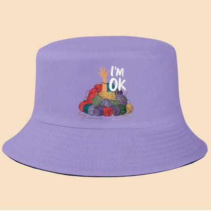 I'm Fine Text Print Bucket Hat