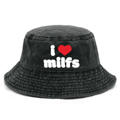 I Hot Love Milfs Bucket Hat Distressed Hats Cap