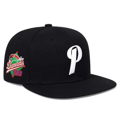 Unisex P Letter Embroidered Snapback Cap