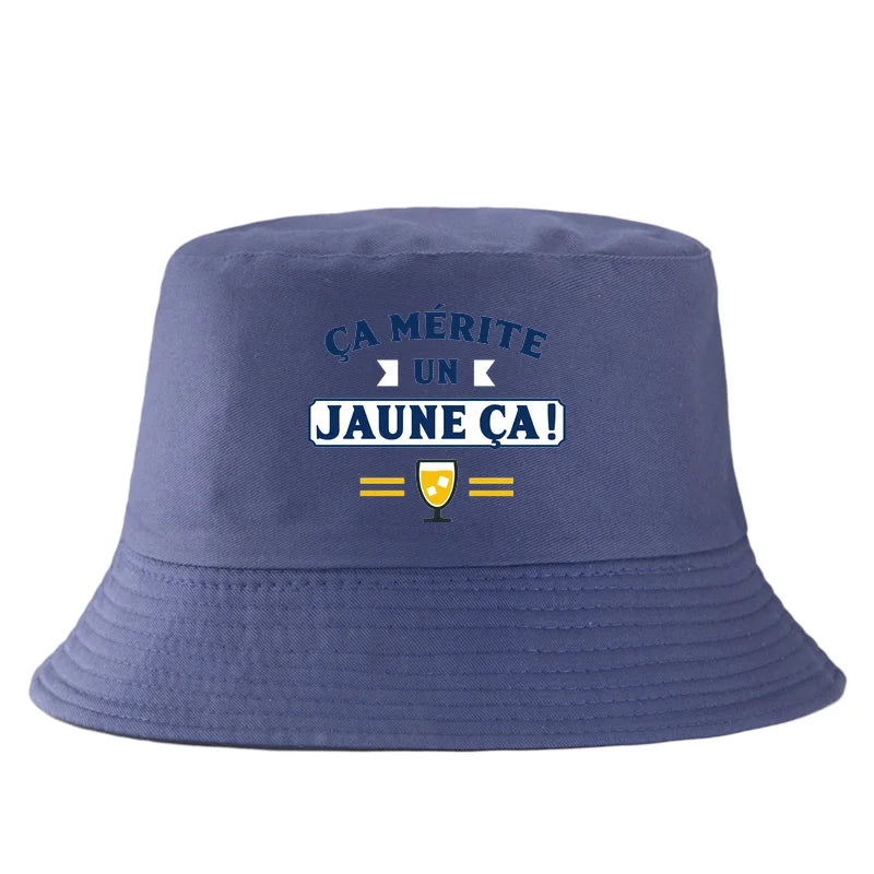 Yellow Beer Lover French Slogan Bucket Hat