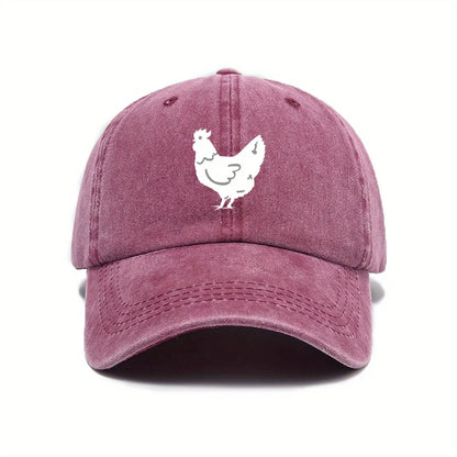 White Hen Print Casual Baseball Cap