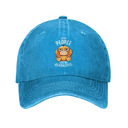 Pokemon Psyduck Give Me Headaches Distressed Denim Baseball Cap