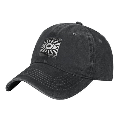 What Would Orwell Think Dystopian Fiction Distressed Denim Baseball Cap