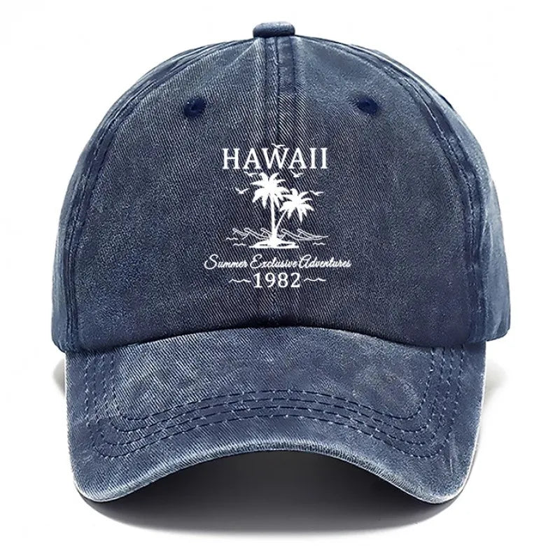 Hawaii Palm Tree Washed Baseball Cap