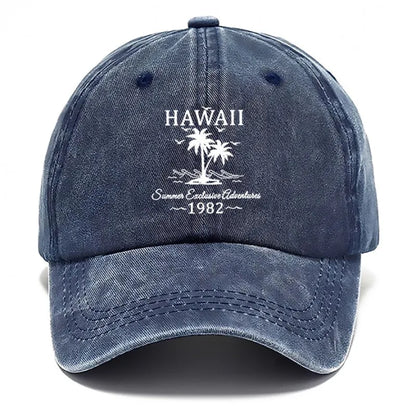 Hawaii Palm Tree Washed Baseball Cap