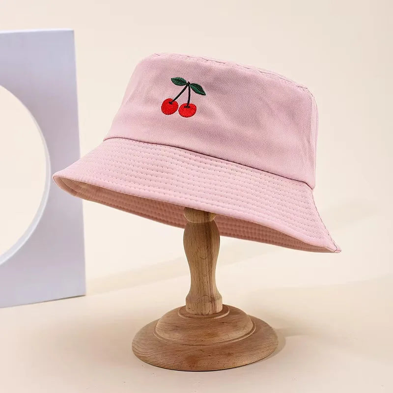 Women's Cherry Embroidered Bucket Hat