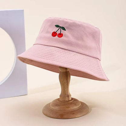 Women's Cherry Embroidered Bucket Hat