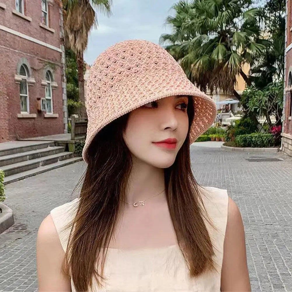 Summer Breathable Hollow Knitted Bucket Hats